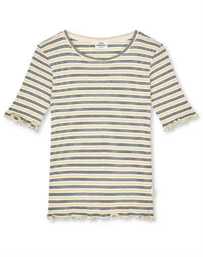 Mads Nørgaard Kids - Stripe Tuviana T-shirt - Vanilla Ice/Sky Captain